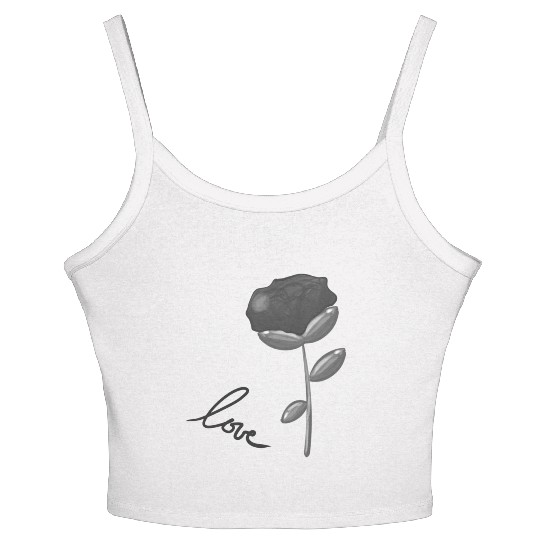 gray flower symbol nature Women's Spaghetti Strap Tank Top
