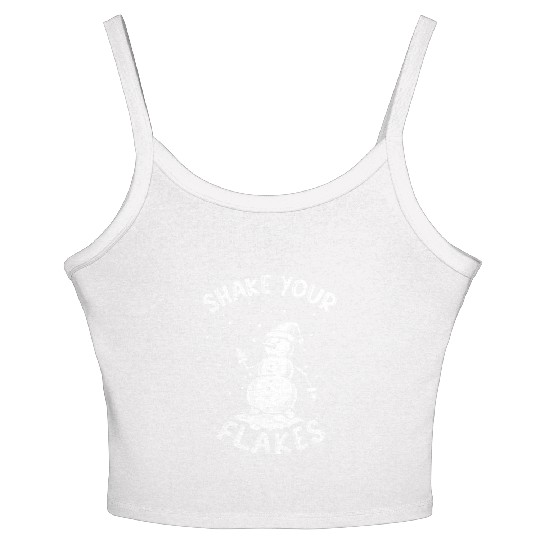Shake your Flakes Funny Snowman Winter Vintage Women's Spaghetti Strap Tank Top