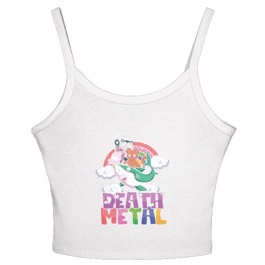 Shark Unicorn Panda Cat Love Metal Music Rock Women's Spaghetti Strap Tank Top