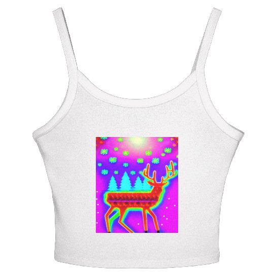 Retro Christmas Reindeer Women's Spaghetti Strap Tank Top