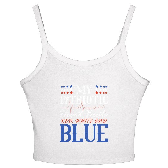 My Patriotic Heart Beats Red White and Blue 4th Women's Spaghetti Strap Tank Top