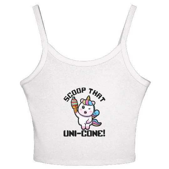 Rainbow Cute Unicorn Ice Cream Lover Mythical Women's Spaghetti Strap Tank Top