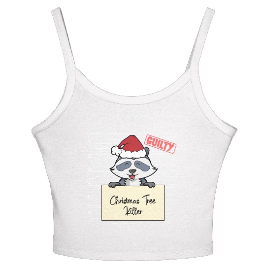 Raccoon christmas funny prison Women's Spaghetti Strap Tank Top