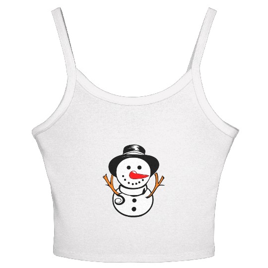 Cute Snowman With Carrot Nose And Hat Women's Spaghetti Strap Tank Top