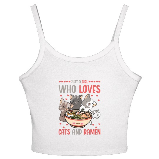 Ramen And Cats Fan Ramen Noodle Soup Women's Spaghetti Strap Tank Top