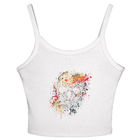 Ink Splatter Skull Women's Spaghetti Strap Tank Top