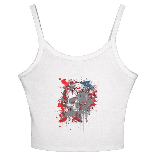 Ink Splatter Skull Women's Spaghetti Strap Tank Top