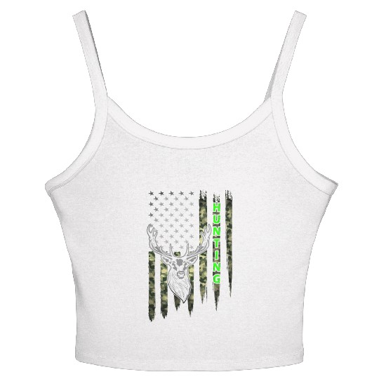 Patriotic Buck Deer Hunting Women's Spaghetti Strap Tank Top
