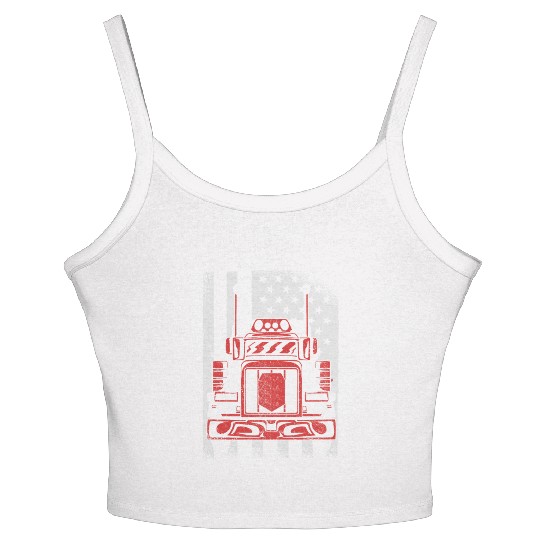 Truck Driver US FLAG, Truck, Trucker Dad Women's Spaghetti Strap Tank Top