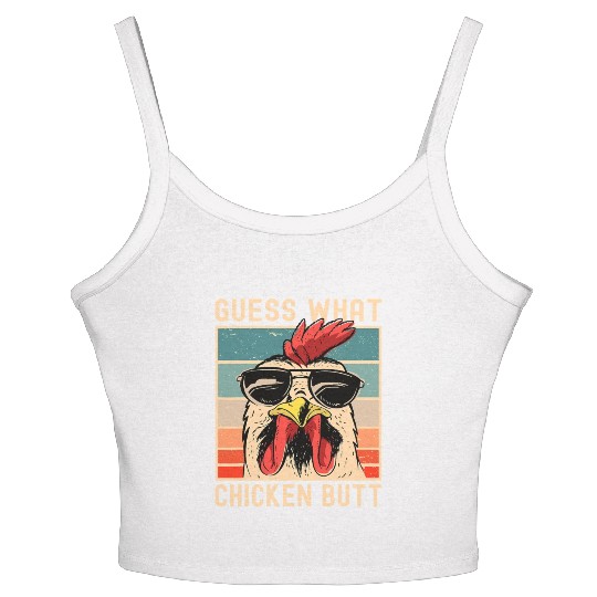 Chicken Meme Design Guess What Chicken Butt Women's Spaghetti Strap Tank Top