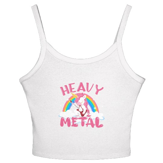 Guitarist Unicorn Rainbow Metal Music Heavy Rock Women's Spaghetti Strap Tank Top