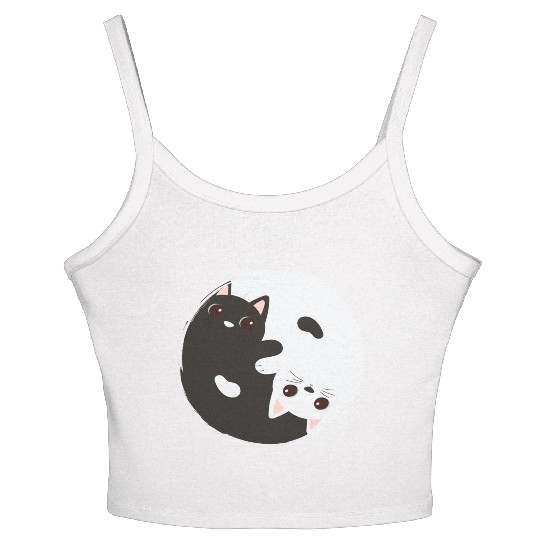 ying yang cat Women's Spaghetti Strap Tank Top