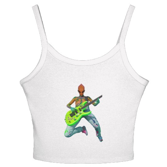 A massive alien jamming on an electric guitar. Women's Spaghetti Strap Tank Top