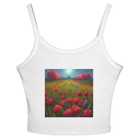 Beautiful Flowers along the Field Road Horizon Women's Spaghetti Strap Tank Top