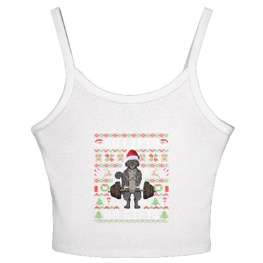 Funny No Lifts No Gifts Ugly Christmas Workout Women's Spaghetti Strap Tank Top