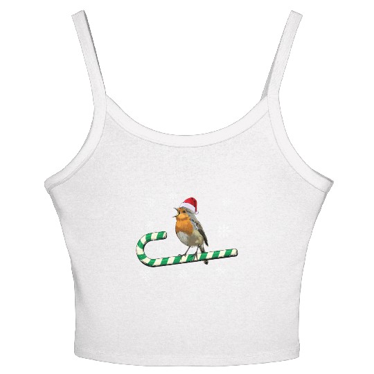 Robin Bird Watching Redbreast Birding Christmas Women's Spaghetti Strap Tank Top