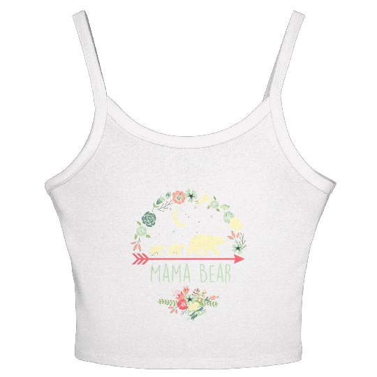 Floral Mama Bear With 2 Cubs Women's Spaghetti Strap Tank Top