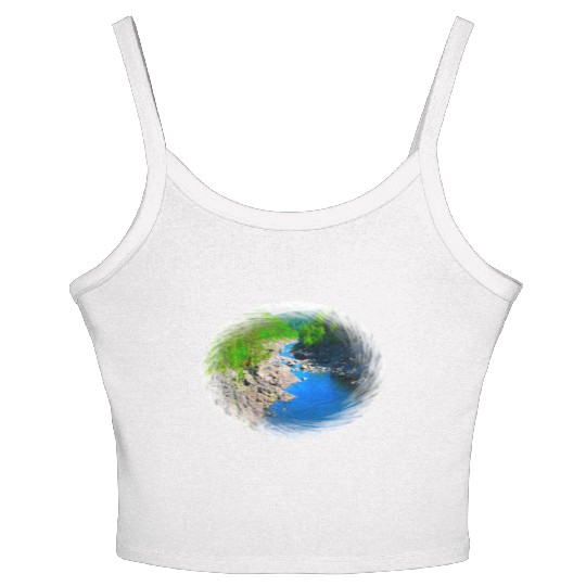 A river running through a valley in the wilderness Women's Spaghetti Strap Tank Top