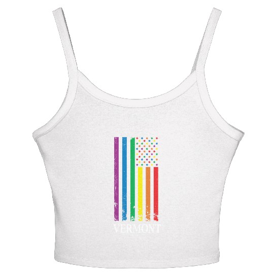 Vermont Pride Month Pride Flag LGBT Community LGBT Women's Spaghetti Strap Tank Top