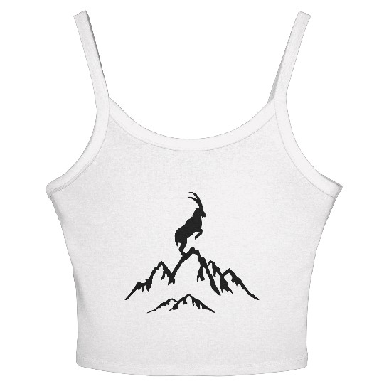 Mountain and Ibex, Mountains and Mountain goat Women's Spaghetti Strap Tank Top