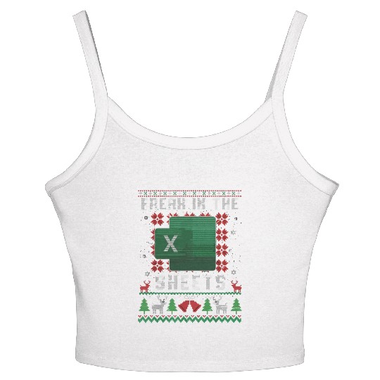 Freak In The Sheets Excel Ugly Christmas Sweater Women's Spaghetti Strap Tank Top