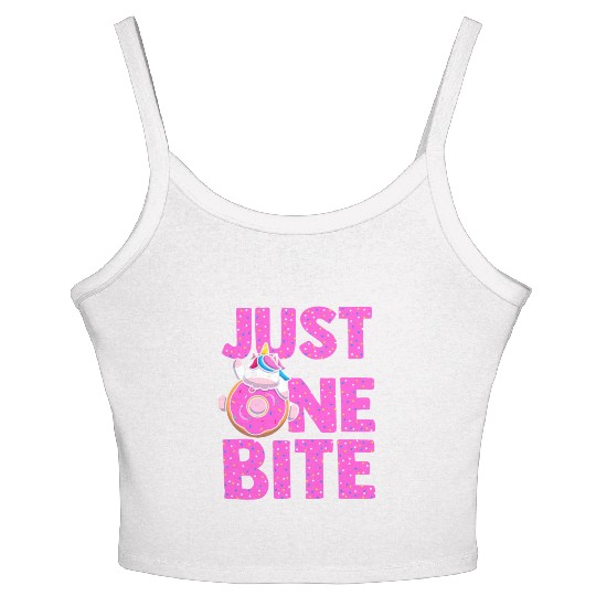 Just One Bite Sweet Cute Donut Cool Unicorn Women's Spaghetti Strap Tank Top