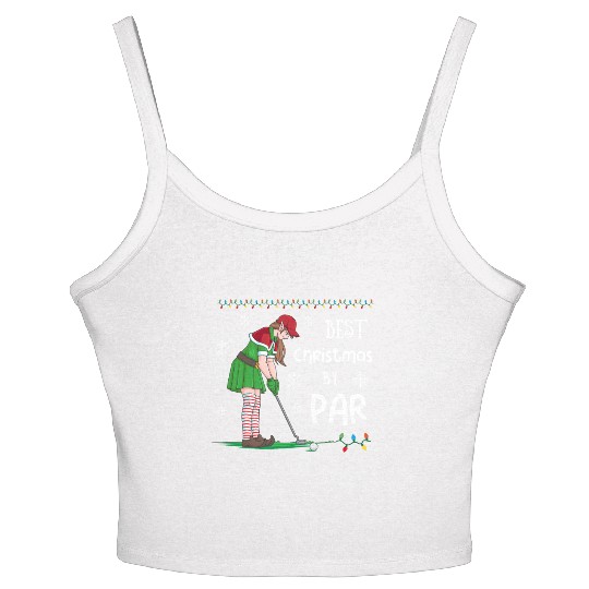 Golf Elf Pun Golfer Christmas Golfing Women's Spaghetti Strap Tank Top