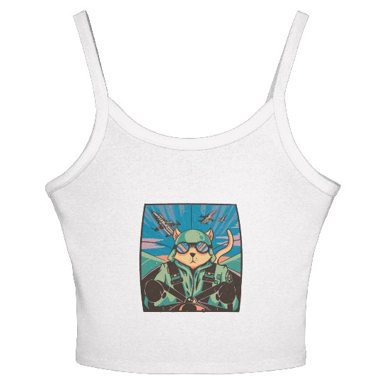 Fighter jet pilot-cat Fighter jet pilot-cat inspir Women's Spaghetti Strap Tank Top
