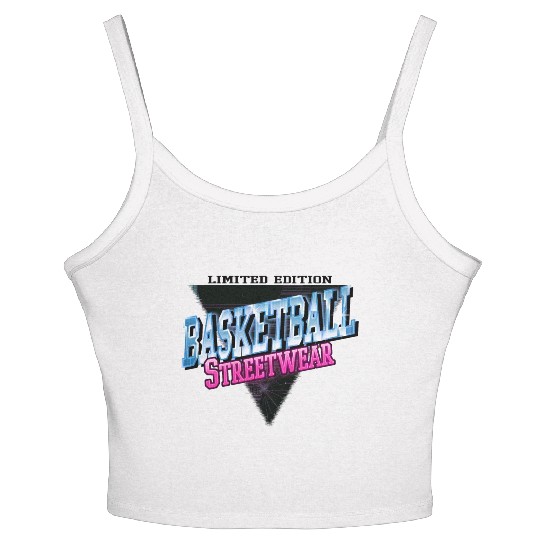 Basketball Sports Font Vintage Retro Streetwear Women's Spaghetti Strap Tank Top