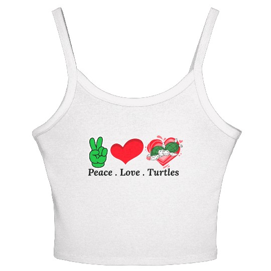 Peace ,Love , Turtles Women's Spaghetti Strap Tank Top