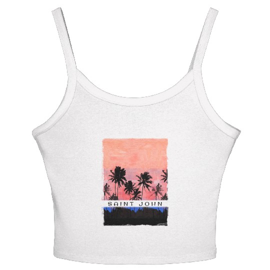 Saint John Caribbean Vacation Souvenir Beach Palm Women's Spaghetti Strap Tank Top