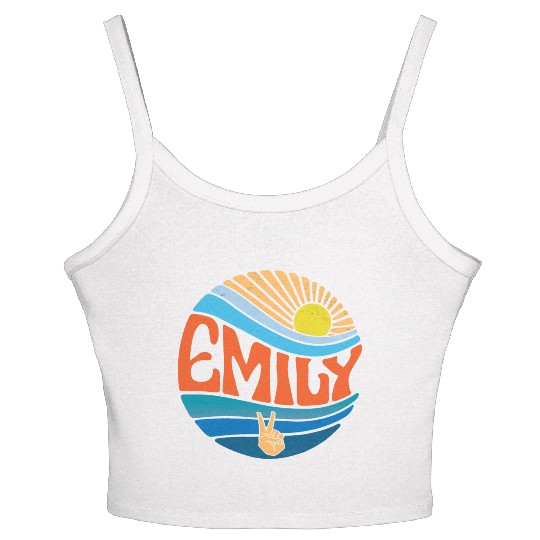 Emily Women's Spaghetti Strap Tank Top Vintage Sunset Emily Groovy Tie Dye