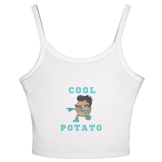 Cool Potato Guy With funny Design Women's Spaghetti Strap Tank Top