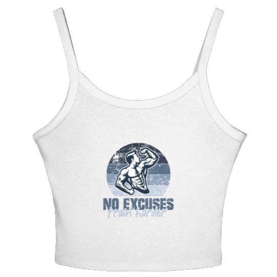 NO EXCUSES, TRAIN HARDER AT THE GYM Women's Spaghetti Strap Tank Top