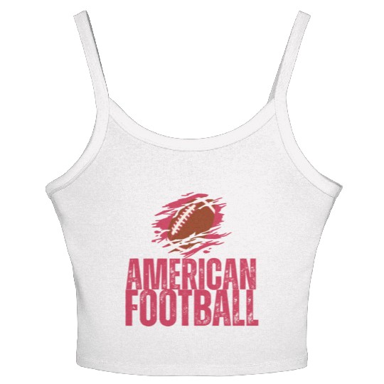 Red American Football Sport Design Game Day Tees Women's Spaghetti Strap Tank Top