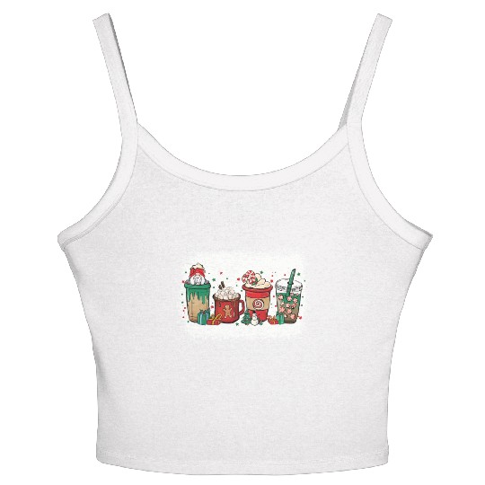 Christmas Coffee Cup Bleached Women's Spaghetti Strap Tank Top