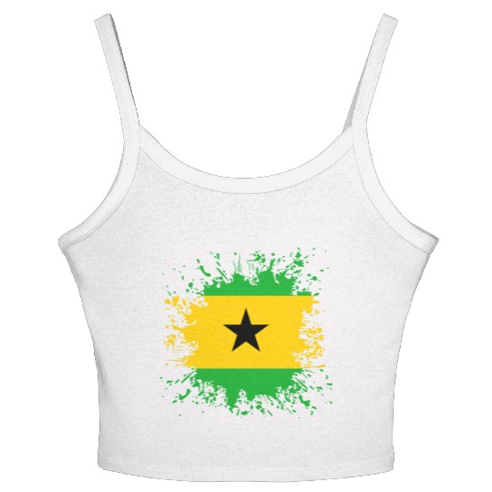 Sao Tome And Principe Flag Paint Splatter Women's Spaghetti Strap Tank Top