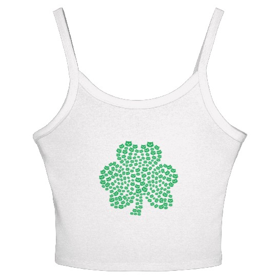 Womens cats Icon white Shamrock St. Patrick's Day Women's Spaghetti Strap Tank Top