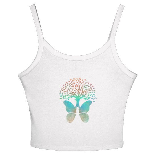 Butterfly Tree Beautiful Animal Butterflies Tree Women's Spaghetti Strap Tank Top