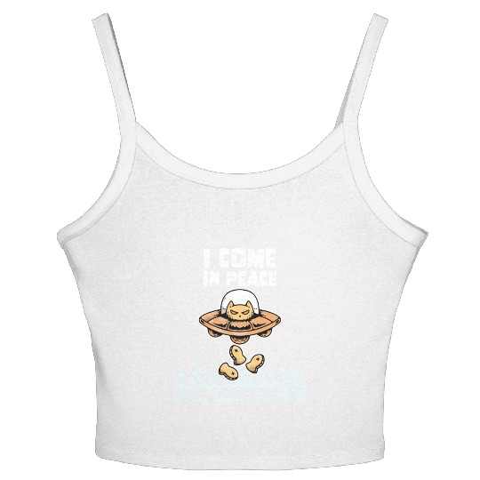 Alien Galaxy Cat Lover Come In Peace Or Maybe Not Women's Spaghetti Strap Tank Top