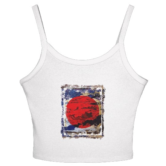 Japan Flag Red Circle Blue Mountain Collage Art 74 Women's Spaghetti Strap Tank Top