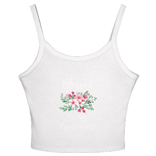Blessed Great Grandma Flower Bouquet For Grandma Women's Spaghetti Strap Tank Top
