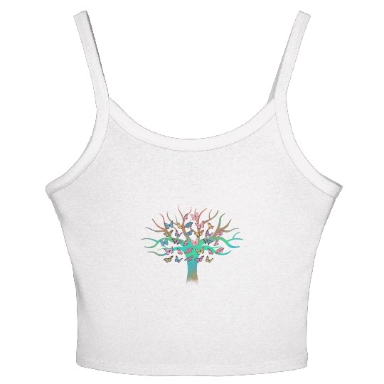 Butterfly Tree Beautiful Animal Butterflies Tree Women's Spaghetti Strap Tank Top