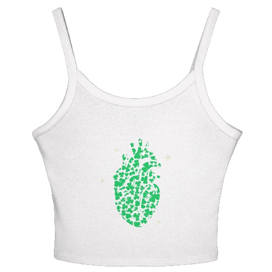 Shamrock Heart Cardiac Nurse St Patricks Day Women's Spaghetti Strap Tank Top