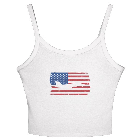 F-14 Tomcat Fighter Jet American Flag F14 Tomcat Women's Spaghetti Strap Tank Top