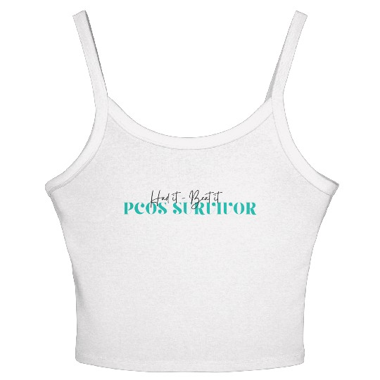 Had it Beat It PCOS SURVIVOR Teal Ribbon Awareness Women's Spaghetti Strap Tank Top