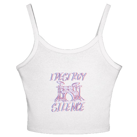 I Destroy Silence Drummer Band Music Beat Drum Women's Spaghetti Strap Tank Top