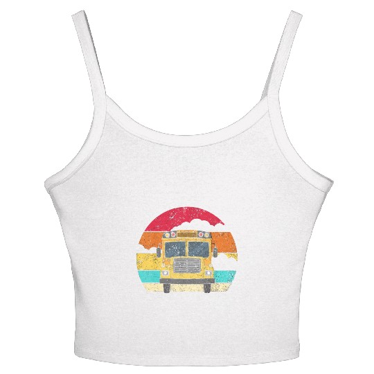 Retro Yellow School Bus for School Bus Driver andj Women's Spaghetti Strap Tank Top