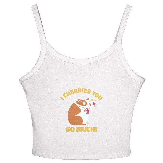 Cute Animal Hamster Cherry Pet Food Pet Hamster Women's Spaghetti Strap Tank Top