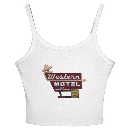 Route 66 Neon Western Motel Bethany Oklahoma Women's Spaghetti Strap Tank Top